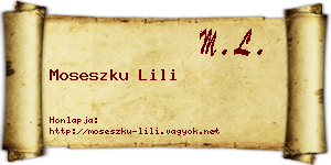 Moseszku Lili névjegykártya